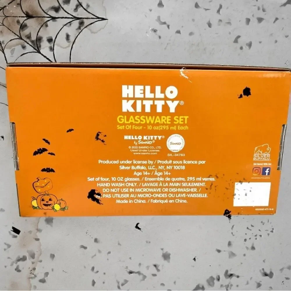 Sanrio Hello Kitty Halloween Limited Edition Glassware Set Of 4 Drinking Glasses